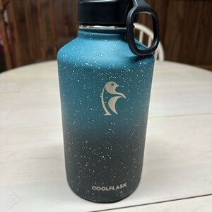Coolflask Blue and Black Speckled Water Bottle